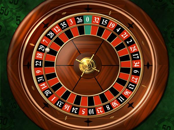 La imagen muestra una ruleta de casino en primer plano, con números en rojo y negro y un '0' en verde, sobre un fondo borroso que sugiere billetes de dinero.