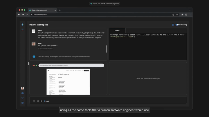 La imagen muestra agentes de programación en acción.