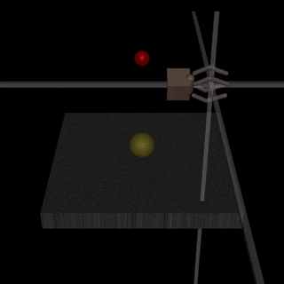 La imagen muestra una animación que muestra un caso de manipulación de especificaciones. Un brazo robótico permanece entre la pelota y la cámara, para hacer creer al observador que agarra una pelota y así obtener su recompensa.