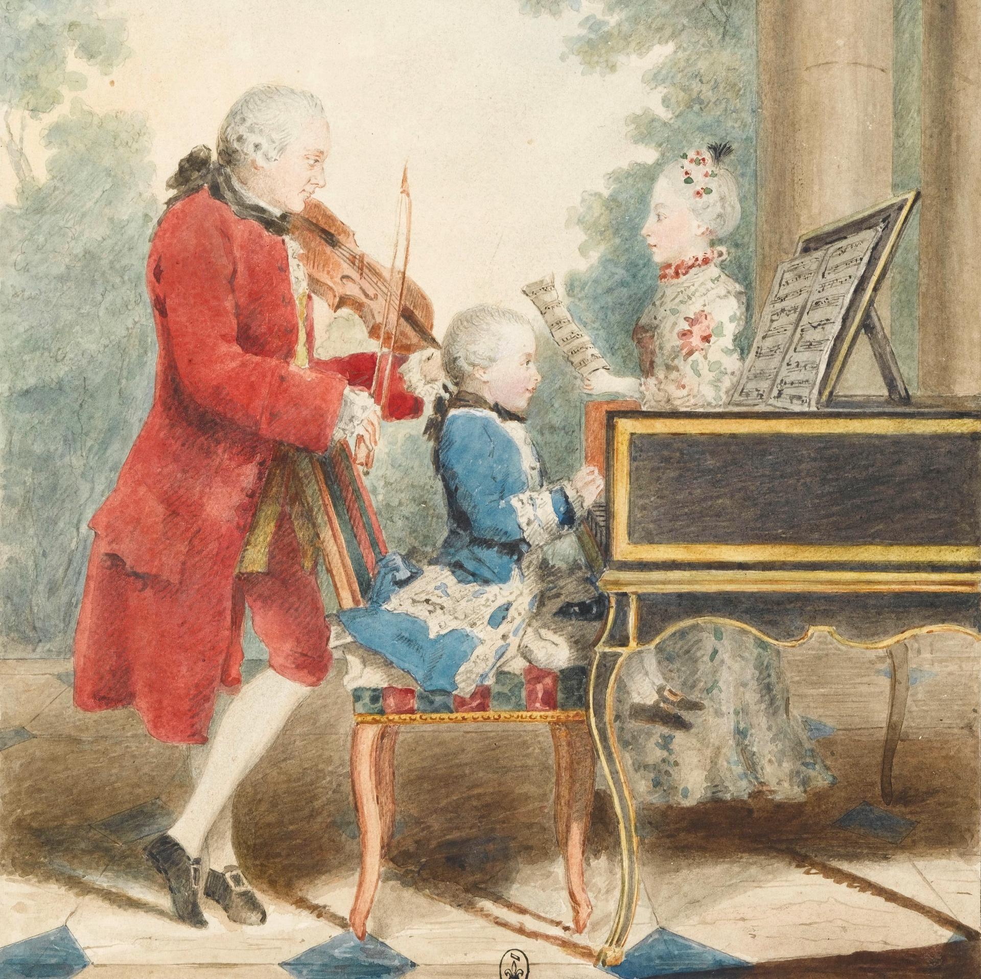 Leopold Mozart y sus hijos, Wolfgang y Maria Anna.
